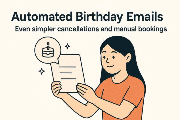 Automated Birthday emails, Even simpler cancellations and Manual bookings