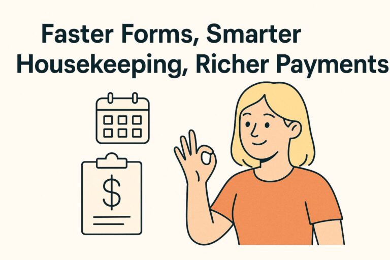 Faster Forms, Smarter Housekeeping, Richer Payments