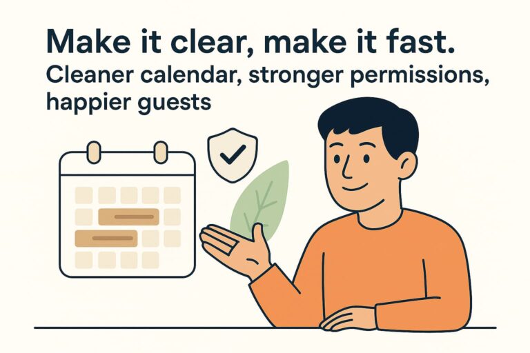 Make it clear, make it fast. Cleaner calendar, stronger permissions, happier guests