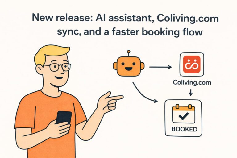 New release: AI assistant, Coliving.com sync, and a faster booking flow