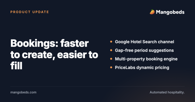 Bookings faster to create, easier to fill. Mangobeds product update