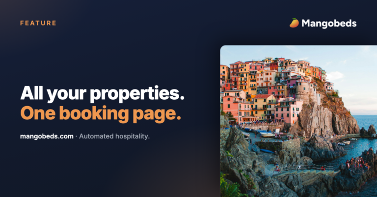 All your properties, one booking page. Mangobeds multi-property booking engine